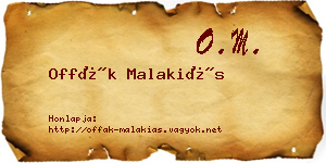 Offák Malakiás névjegykártya